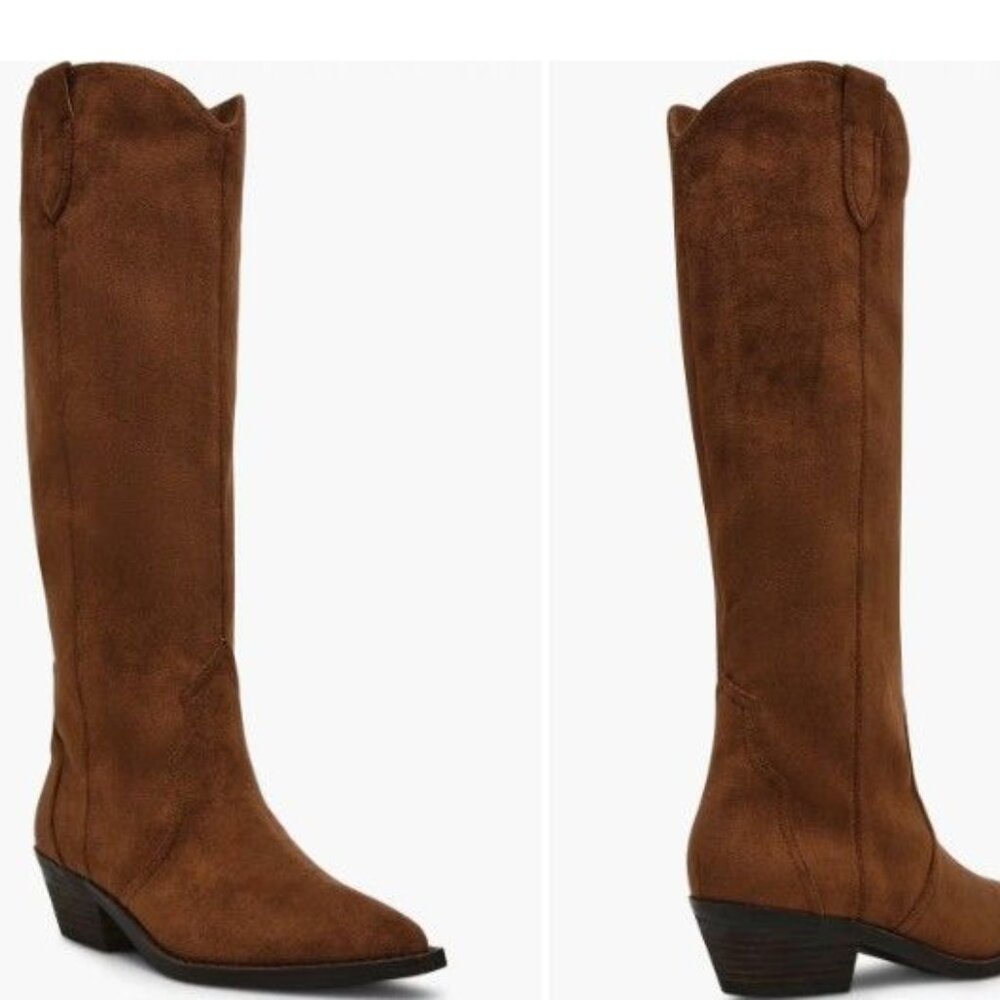 NEW Dolce Vita Kit Knee High Western Boots Womens 12 Chocolate Brown Suede Chic